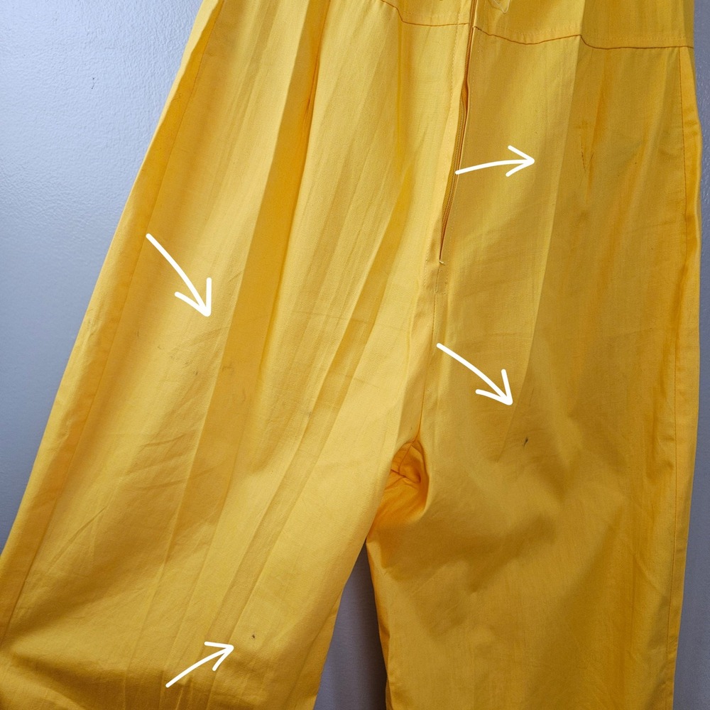 Vintage‎ Wide Leg Halter Jumpsuit Sz XS S Yellow Open Back - Picture 11 of 14